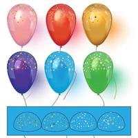 Realistic colorful balloons with confetti Realistic vector