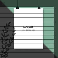 Blank hanging white paper with shadow overlay effect vector