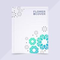 Blue abstract floral cover template vector
