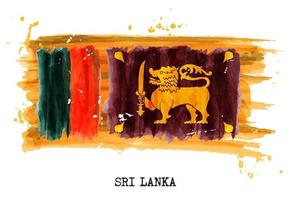 Watercolor painting flag of Sri lanka . Vector .
