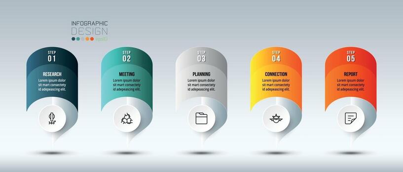 Infographic business template with step or option design. vector