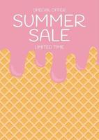 Wafer texture Ice cream summer sale background vector