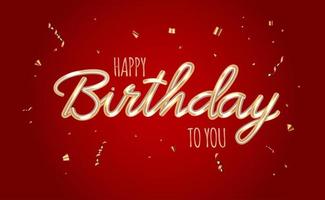Happy Birthday red glossy background with confetti vector