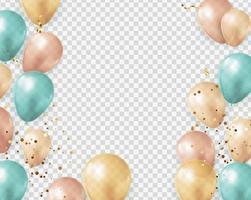 Party Glossy Holiday Transparent Background with Balloons and confetti vector