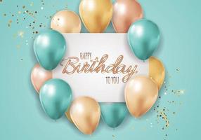 Happy Party Birthday Background with Realistic Balloons and Frame vector