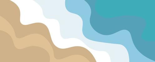 Waves of the sea and sandy beach paper cut style vector