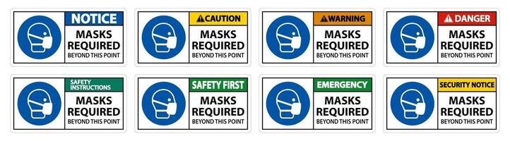 Masks Required Beyond This Point Sign Isolate On White Background,Vector Illustration EPS.10 vector