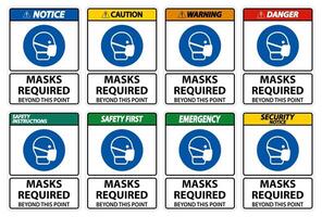 Masks Required Beyond This Point Sign Isolate On White Background,Vector Illustration EPS.10 vector