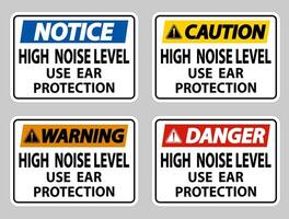 High Noise Level Use Ear Protection on White Background vector