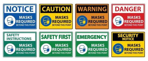 Masks Required Beyond This Point Sign Isolate On White Background,Vector Illustration EPS.10 vector