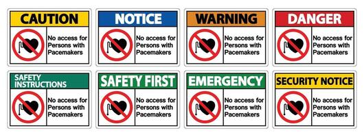 No Access For Persons With Pacemaker Symbol Sign On White Background vector