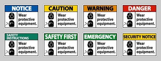 Wear Protective Equipment with goggles and glasses graphics vector