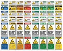 Burn hazard safety,Do not touch label Sign on white background vector