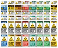 Seguridad de peligro de quemaduras, no toque la etiqueta de señal sobre fondo blanco. vector