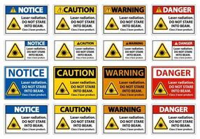 Laser radiation,do not stare into beam,class 2 laser product Sign on white background vector