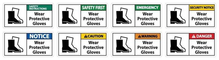 Wear protective footwear sign on transparent background vector
