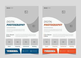 folleto de servicios de fotografía. folleto de estudio creativo. folleto de fotografía digital. plantilla de póster de servicio de fotógrafo profesional vector