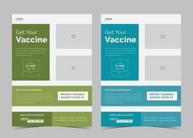 plantilla de volante de vacunación. folleto de la clínica de vacunación. plantilla de folleto de vacuna. folleto de vacunación covid vector
