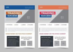 Finance trading flyer template. Trading network leaflet design. Investment service poster template vector