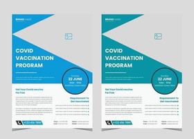 Vaccination flyer template. Vaccination clinic flyer. Vaccine leaflet template. Covid vaccination flyer vector