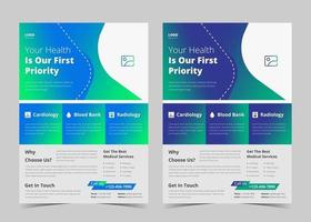 Medical flyer template. Medical flyer design ideas. Healthcare leaflet poster template. Hospital service promotional leaflet vector