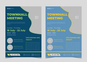 Town hall meeting flyer template. Town hall meeting flyer samples. Conference poster leaflet design vector