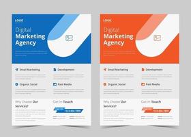 Digital marketing flyer design. Digital marketing flyer example. Creative studio leaflet poster template. Creative agency poster design vector