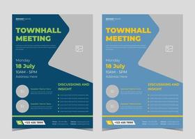 Town hall meeting flyer template. Town hall meeting flyer samples. Conference poster leaflet design vector