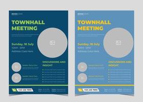 Town hall meeting flyer template. Town hall meeting flyer samples. Conference poster leaflet design vector