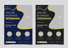 Webinar flyer template. Webinar flyer template examples. Conference poster leaflet template ideas. Online conference poster design vector