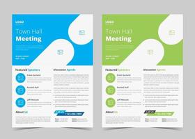 Town hall meeting flyer template. Town hall meeting flyer samples. Conference poster leaflet design vector