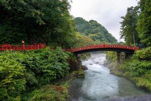 Red sacred bridge Shinkyo in Nikko in Japan