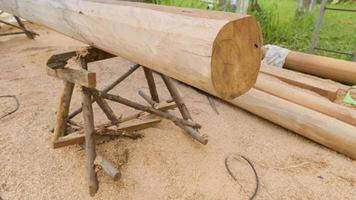 Wood pole for building structure photo