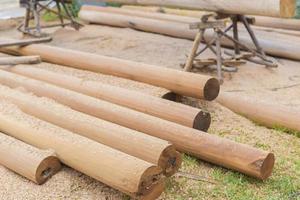 Wood pole for building structure photo