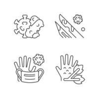 Infectious bio waste linear icons set vector