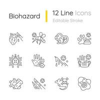 Biohazard linear icons set vector