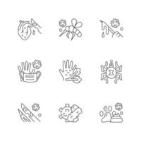 Biohazardous waste linear icons set vector