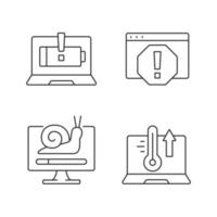 Computer errors linear icons set vector