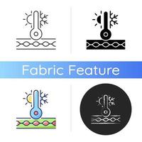Thermal insulated fabric feature icon vector