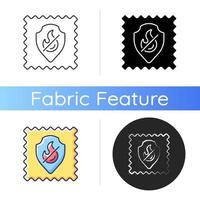 Fireproof fabric feature on fabric icon vector