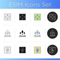 Different types of fabric feature icons set vector