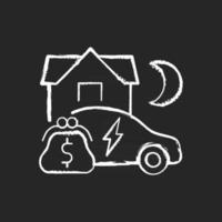 EV energy tariff chalk white icon on black background vector