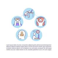 Burnout symptom concept line icons with text vector