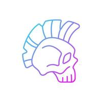 Skull with mohawk hairstyle gradient linear vector icon