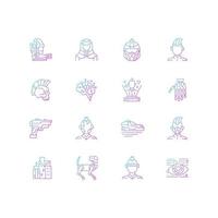 Cyberpunk gradient linear vector icons set