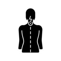 Neck pain black glyph icon vector