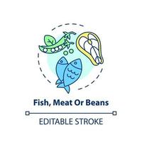 Fish, meat or beans concept icon vector