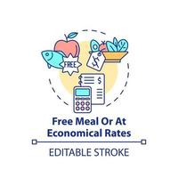 Free meal or at economical rates concept icon vector