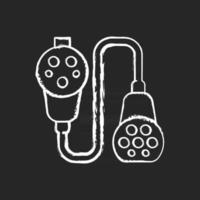 Adaptador de carga y convertidor icono de tiza blanca sobre fondo negro vector