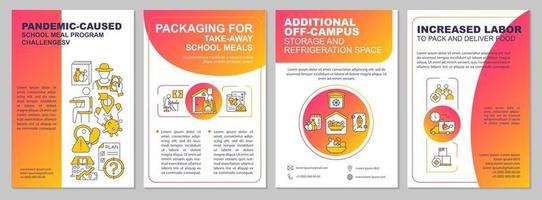 Pandemic caused school meal program challenges brochure template vector